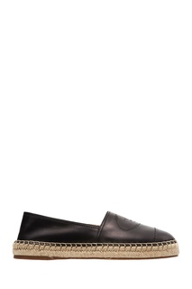Черные кожаные эспадрильи с логотипом Prada