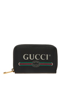 Черный кожаный кошелек с логотипом Gucci