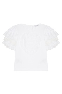 Белая блузка с оборками Dolce&Gabbana Children
