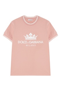 Розовая футболка с логотипом Dolce&Gabbana Children