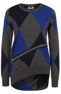 Шерстяной пуловер асимметричного кроя с круглым вырезом