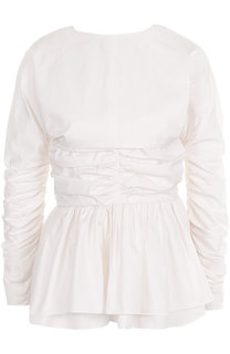 Хлопковый топ с баской и драпировкой