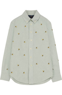 Хлопковая рубашка с воротником button down и вышивкой