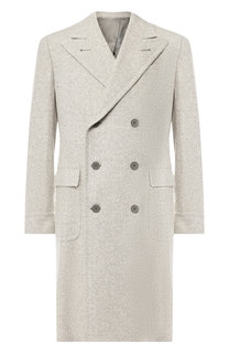 Двубортное пальто из смеси шерсти и шелка