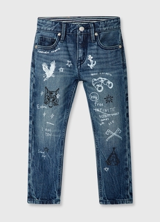 Стильные джинсы с принтом для мальчиков Ostin