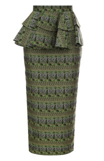 Жаккардовая юбка-карандаш с оборками