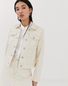 Джинсовая куртка с контрастной строчкой Selected Femme - Белый