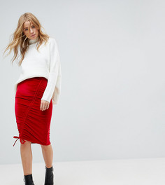Присборенная бархатная юбка миди Miss Selfridge - Красный
