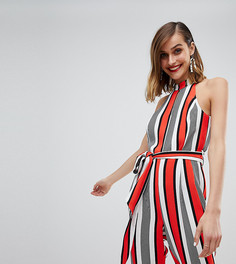 Комбинезон в полоску с халтером River Island - Красный