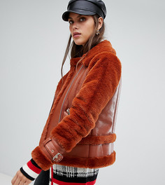 Куртка цвета ржавчины с отделкой искусственной овечьей шерстью River Island - Коричневый