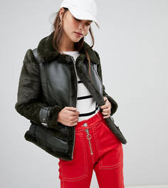 Зеленый бомбер с искусственным мехом River Island - Зеленый