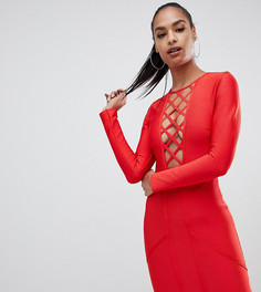 Красное облегающее платье мини с сетчатой отделкой PrettyLittleThing - Красный