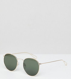 Круглые солнцезащитные очки в золотистой оправе Weekday - Золотой