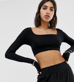 Черный кроп-топ с длинными рукавами PrettyLittleThing - Коричневый