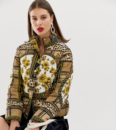 Дутая куртка с цветочным принтом River Island - Коричневый