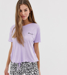Сиреневый пижамный комплект с шортами и надписью bonsoir New Look - Фиолетовый