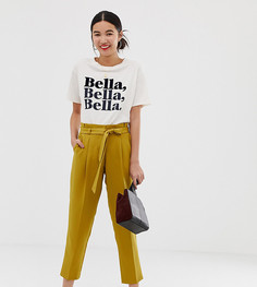 Зауженные брюки горчичного цвета с завязкой на поясе New Look - Желтый