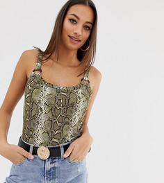 Боди со змеиным принтом и кольцами PrettyLittleThing - Мульти