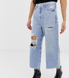 Синие кюлоты с широкими штанинами и рваной отделкой River Island - Черный