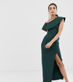 Зеленое платье макси с разрезом на юбке River Island - Зеленый