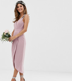 Эксклюзивное розовое платье миди для подружки невесты с запахом TFNC - Зеленый