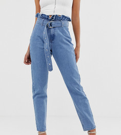 Выбеленные джинсы в винтажном стиле с отделкой на поясе Missguided - Синий