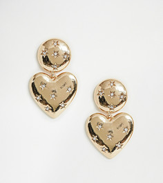 Золотистые серьги с сердечками в винтажном стиле New Look - Золотой