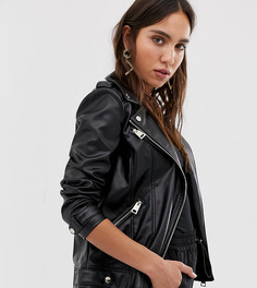 Черная укороченная байкерская куртка из искусственной кожи River Island - Черный