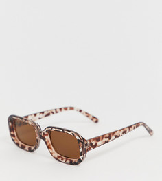 Солнцезащитные очки в квадратной коричневой черепаховой оправе Monki - Коричневый