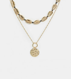 Золотистое ожерелье в два ряда с ракушками River Island - Золотой