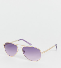 Золотистые солнцезащитные очки-авиаторы с сиреневыми стеклами River Island - Золотой