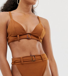 Трусы бикини с черепаховой пряжкой PrettyLittleThing - Коричневый