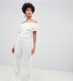 Белый пляжный комбинезон с оборкой River Island - Белый