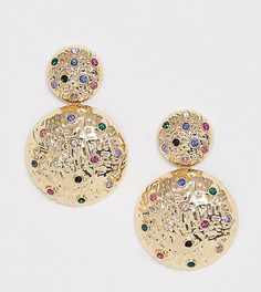 Серьги-подвески с разноцветными камнями Reclaimed Vintage Inspired - Золотой