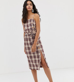Юбка-миди в клетку с присборенной талией Miss Selfridge - Красный