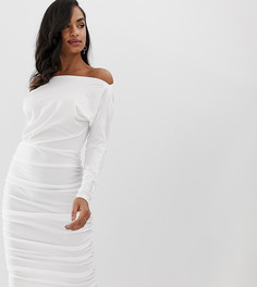 Белое трикотажное платье миди с длинными рукавами Scarlet Rocks - Белый