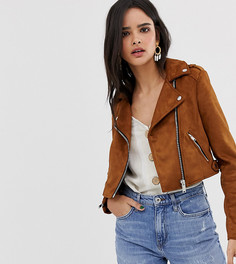 Светло-коричневая байкерская куртка из искусственной замши River Island - Рыжий