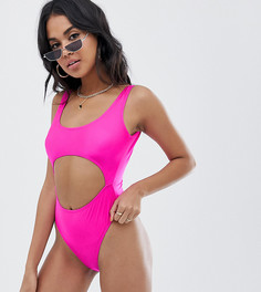 Розовый слитный купальник с вырезами Missguided - Розовый