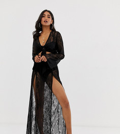 Пляжная юбка макси из черного кружева Missguided - Черный