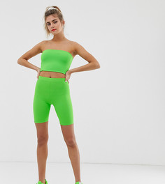 Неоново-зеленые леггинсы-шорты Bershka x PANTONE - Зеленый