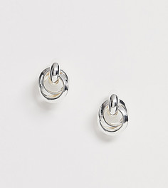 Серебристые серьги-кольца с перекрученным дизайном River Island - Золотой