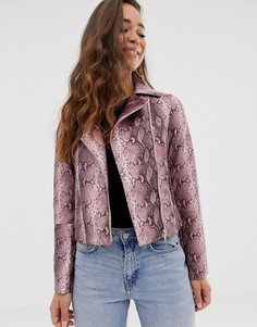Байкерская куртка со змеиным рисунком ASOS DESIGN - Розовый