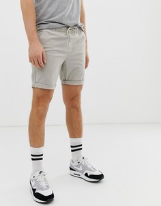 Бежевые узкие шорты чиносы с эластичным поясом ASOS DESIGN - Бежевый