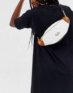 Белая стеганая сумка-кошелек на пояс Love Moschino - Белый