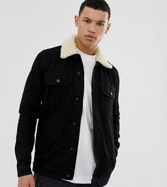 Черная джинсовая куртка со съемным воротником борг ASOS DESIGN Tall - Черный