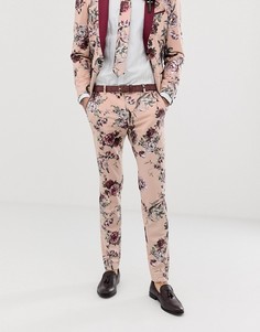 Супероблегающие брюки тусклого розового цвета с цветочным принтом Twisted Tailor - Розовый