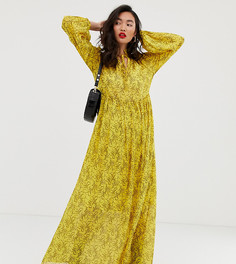 Желтое сетчатое платье макси с цветочным принтом Na-kd - Желтый