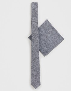 Серый фактурный галстук и платок для пиджака ASOS DESIGN - Серый