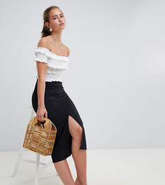 Черная юбка миди с разрезом спереди Miss Selfridge - Черный