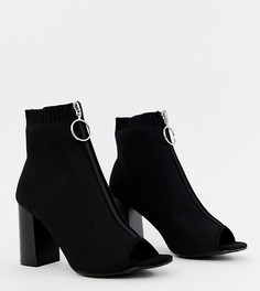 Черные ботинки на каблуке с молнией New Look - Черный